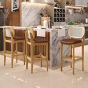 Ver imagem 7 de Kit 02 Banquetas Altas para Cozinha Bancada Sala Tela Betta Fixa L02 Couríssimo Marrom - Lyam