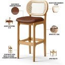 Ver mais imagens de Kit 02 Banquetas Altas para Cozinha Bancada Sala Tela Betta Fixa L02 Couríssimo Marrom - Lyam