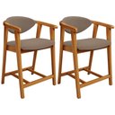 Ver imagem 1 de Kit 02 Banquetas Baixa Cozinha Sala de Jantar Bancada Cecília L02 Bouclê Bege - Lyam Decor