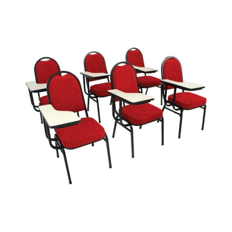 Kit com 6 Cadeiras Universitária P Auditórios Linha Hotel Cor:Vermelho