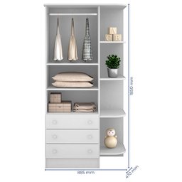 Guarda Roupa Infantil 2 Portas Doce Sonho - Qmovi Branco - 3