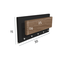 Porta Chaves de Parede com Suporte para Cartas Preto - 4