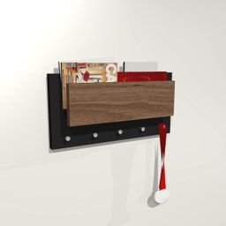 Porta Chaves de Parede com Suporte para Cartas Preto - 2