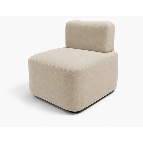 Poltrona Cubo Moderna Estilo Contemporâneo Bouclé:Bouclé Bege