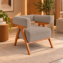 Ver imagem 1 de Poltrona Decorativa Mirela Bouclé Confortável Sala e Quarto:Cappuccino