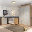 Ver imagem 1 de Quarto de Bebê Completo com Berço Americano 3 em 1 Encanto Multimóveis Mp4585 Madeirado/off White