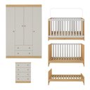 Ver mais imagens de Quarto de Bebê Completo com Berço Americano 3 em 1 Encanto Multimóveis Mp4585 Madeirado/off White