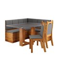 Ver imagem 2 de Conjunto Canto Alemão Baú com Mesa e 2 Cadeiras Ohio Mel e Cinza