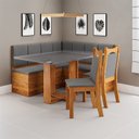 Ver imagem 1 de Conjunto Canto Alemão Baú com Mesa e 2 Cadeiras Ohio Mel e Cinza