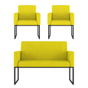 Ver imagem 1 de Kit Sofá 2 Lugares + 2 Poltronas para Recepção Sala Balaqui Cor:amarelo