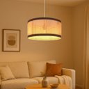 Ver imagem 1 de Lustre Manhattan Pendente em Palha Indiana e Couro Sintético:branco