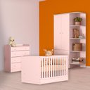 Ver imagem 1 de Conjunto Berço Mini Cama, Cômoda Trocador e Guarda Roupa Rosa