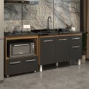 Ver imagem 3 de Cozinha Armário Balcão Gabinete de Pia Aline 120 Cm e Balcão Evelyn para Fogão Cooktop 5 Bocas e For