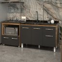 Ver imagem 2 de Cozinha Armário Balcão Gabinete de Pia Aline 120 Cm e Balcão Evelyn para Fogão Cooktop 5 Bocas e For