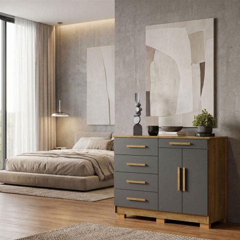 Cômoda Sapateira Sirius 5 Gavetas MDF-MDP Puxador MDF Mobília Decor