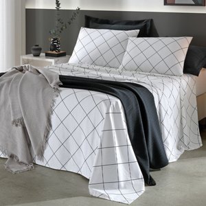 Jogo de Cama Casal 4 Peças Lençol com Elástico 100 Algodão Percal 130 Fios - Dohler