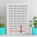 Ver imagem 2 de Quadro Minimalista San Francisco - Golden Gate 33x24cm - com Vidro:moldura Branca