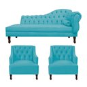 Ver imagem 1 de Kit Divã Cancun 160cm Braço Esquerdo + 2 Poltronas Genesis Azul Turquesa
