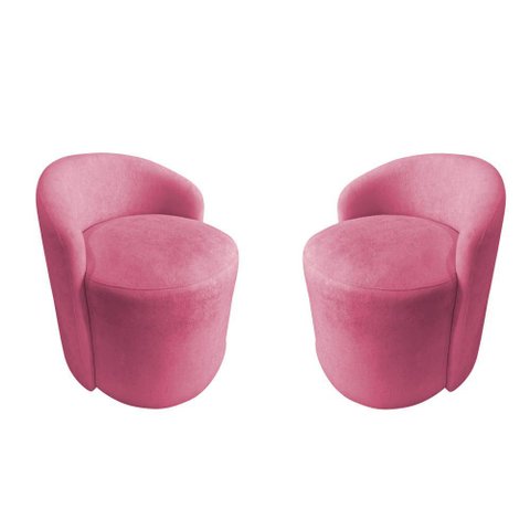 Kit 2 Poltronas Decorativa Yara Orgânica Suede Rosa