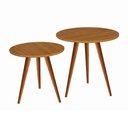 Ver imagem 1 de Kit 2 Mesas de Apoio Rubi Decorativa Tampo Redondo Pés Palito para Sala de Estar Canto Sofá - Nature