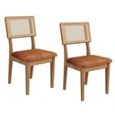 Ver imagem 3 de Kit 2 Cadeiras Estofadas Encosto Telado Estrutura 100% MDF Tecido Cesare Marrom/Madeirado/Terracota