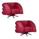 Ver imagem 1 de Kit 2 Poltrona Decorativa Micheli Giratória e Balanço Veludo Cor:vermelho