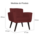 Ver imagem 5 de Conjunto 2 Poltrona Estofada Salão de Beleza Geovana Suede Vermelho Bordô - LM DECOR