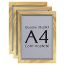 Ver imagem 1 de Kit 3 Unidades Moldura Madeira A4 21x30 Quadro e Certificado