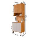 Ver imagem 4 de Armário Aéreo com Balcão e Painel Ripado Divina 80cm 4 Portas Cinamomo/off White