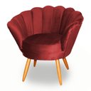 Ver imagem 1 de Poltrona Decorativa Pétala Pés Palito Tecido Veludo Vermelho - Qlare Estofados - Veludo Vermelho