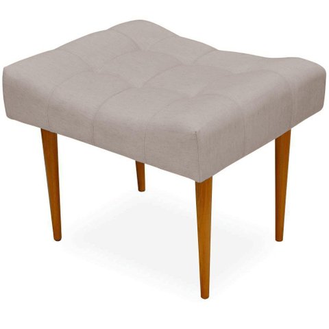 Puff Requinte L02 Capitone Banqueta Linho Bege Pés Palito - Lyam Decor