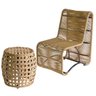 Jogo Suécia com 1 Poltrona em Corda Sintética Palha e 1 Puff Trama Colmeia Teca Estonado - 1
