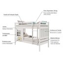 Ver imagem 4 de Beliche Infantil com Janela e Cortina Madeira Maciça Branco Housin