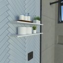 Ver imagem 3 de Par de Prateleiras Suspensa Minimalista Branco Mdf Organizador Banheiro Lavanderia