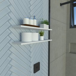 Par de Prateleiras Suspensa Minimalista Branco Mdf Organizador Banheiro Lavanderia - 3