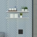Ver imagem 1 de Par de Prateleiras Suspensa Minimalista Branco Mdf Organizador Banheiro Lavanderia
