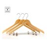 Kit 9x Cabides de Madeira com Presilha Verniz Marfim Roupa - 5