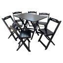 Ver imagem 1 de Conjunto Mesa Dobrável Madeira 110x70 com 6 Cadeiras Personalizada Jack Preta - Cor: Preto