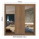 Ver imagem 4 de Guarda-roupa Casal Madesa Lyon 3 Portas de Correr com Espelhos 2 Gavetas