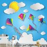 Papel De Parede Infantil Decoração Pipa Céu Nuvens Gg689 - 1