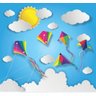 Papel De Parede Infantil Decoração Pipa Céu Nuvens Gg689 - 2