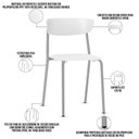Ver imagem 3 de Cadeira Empilhável Fixa Atom F02 Base Aço Cinza Branco - Lyam Decor