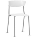Ver imagem 1 de Cadeira Empilhável Fixa Atom F02 Base Aço Cinza Branco - Lyam Decor