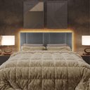 Ver imagem 2 de Cabeceira Estofada Cama Casal Queen Size com Led Moderna 160 Cm Cor:linho Cinza