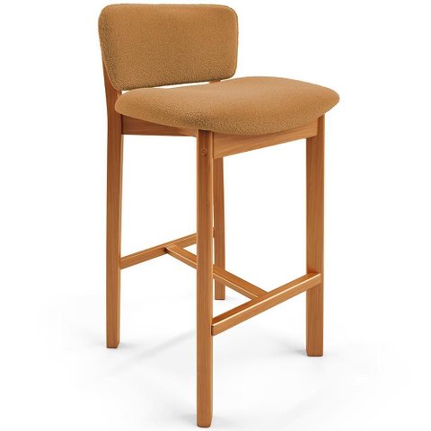 Banqueta Alta para Cozinha Sala de Jantar Bar Dara L02 Bouclê Mostarda - Lyam Decor