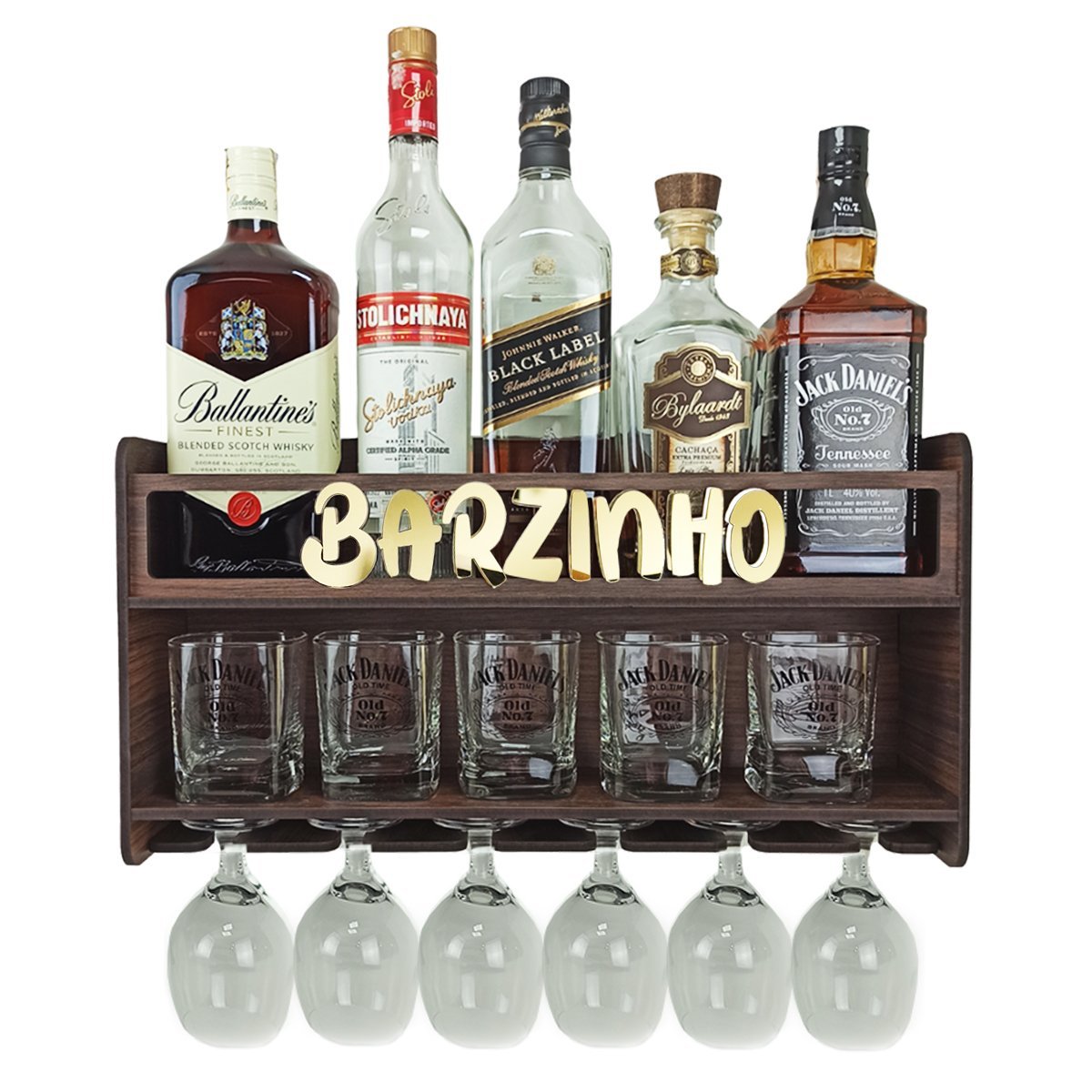 Barzinho de Parede Aparador Para Bebidas Para Sala Tema Barzinho - 49x26 Cor Louro Preto