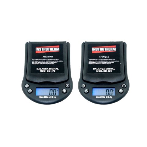 Kit 2 Balança Digital Bolso Pesagem Capacidade 200g Divisão 0,1g Bd-470 Portátil Instrutherm