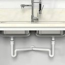 Ver imagem 3 de Sifão Duplo Extensível Universal Entrada 3 em 1 para Cubas Pias Lavatórios Lavabos Tanques Branco