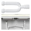Ver imagem 4 de Sifão Duplo Extensível Universal Entrada 3 em 1 para Cubas Pias Lavatórios Lavabos Tanques Branco