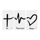 Ver imagem 1 de Kit 3 Adesivos Decorativo para Parede Fé, Amor, Esperança - Branco